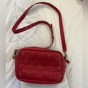 Madewell red woven leather camera bag